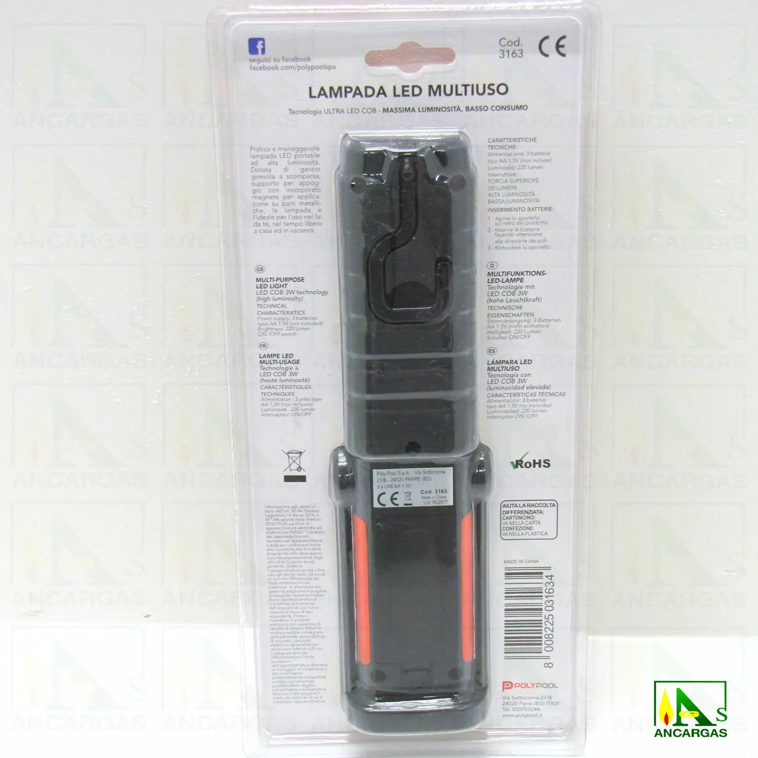 Ardes PolyPool Linterna LED COB 3W 200lm - Imagen Web de Ancargas ©