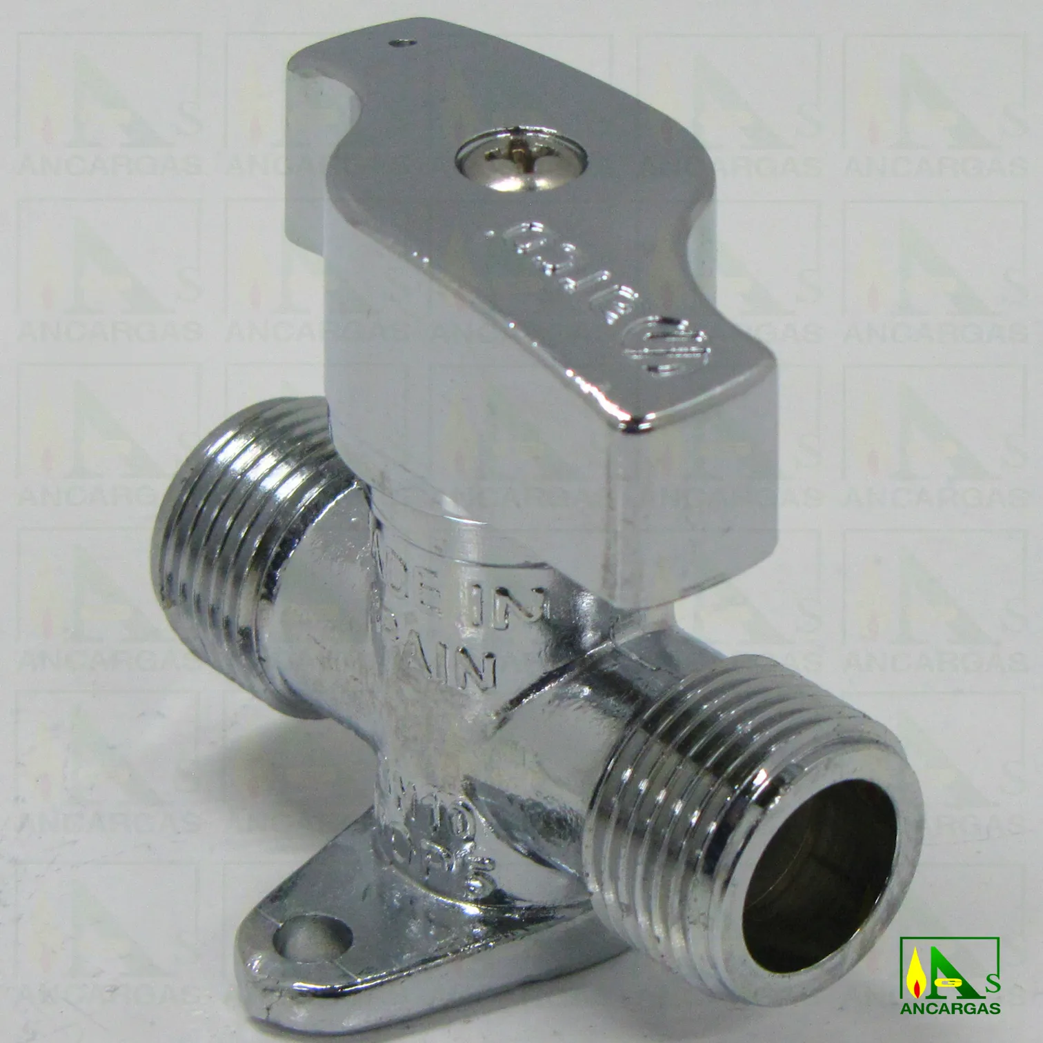 Llave de corte ARCO - Llave esfera cromada con bloqueo - Imagen Web de Ancargas ©