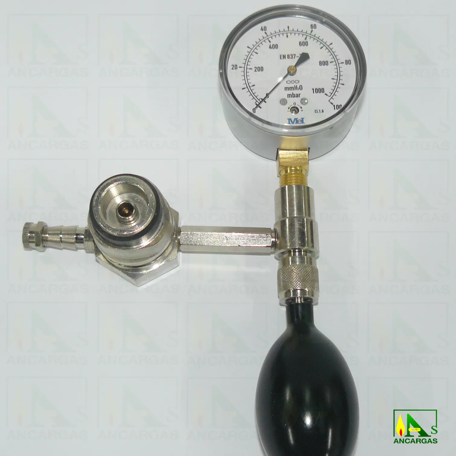 Comprobador estanqueidad línea y toma KOSANGAS ventómetro de 1 - 1000 mm.c.d.a. - Imagen Web de Ancargas ©